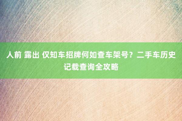 人前 露出 仅知车招牌何如查车架号？二手车历史记载查询全攻略